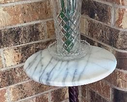 Marble Top Plant Stand, Glass Flowers in Vase