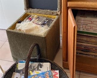 Basket, Footstool Storage Space, Vinyl Records