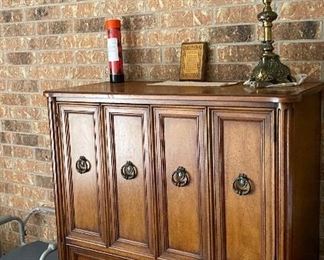 Henredon Dresser, Medical Bedside Commode, Brass Candlestick, Wooden Frames