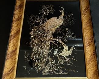 Ornate Mother of Pearl Peacocks