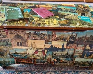 Decoupage Box with Wheels World Travels