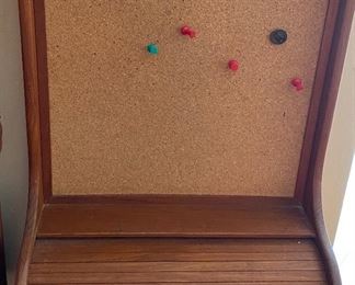 Cork Board with Roll Top Desk Accessory 