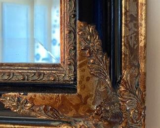 Oversized Mirror with Gold Overlay Intricate Design
