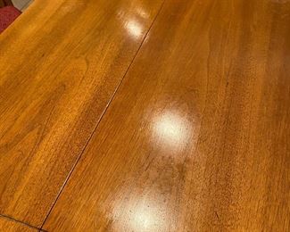 Thomasville Dining Set with Two Extra Leaves & Six Woven Back Chairs, Thomasville China Cabinet View of the Top of Table 