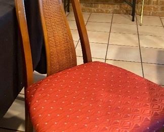 Thomasville Dining Set with Two Extra Leaves & Six Woven Back Chairs, Thomasville China Cabinet