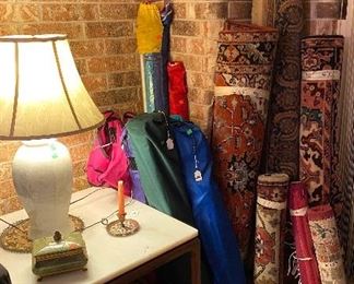 Assorted Area Rugs, Marble Top End Table