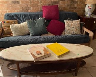 Clik Clac Design Sofa Sleeper, Oval Marble Top Coffee Table