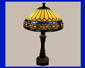 Showing One of a Pair of Gorgeous Tiffany Style Lamps Lit