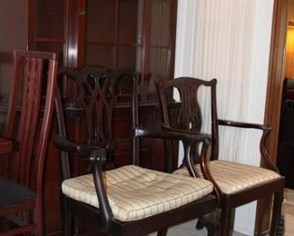 CHINA CABINET, 2 WOOD CHAIRS