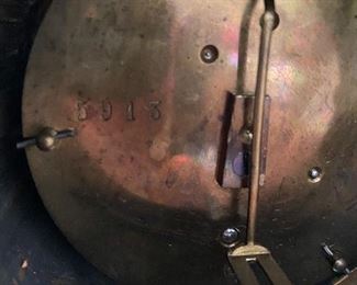 French antique mantel clock - fire gold-plated 14"H x 13.75"W Dome is behind without base, in the style or possibly Phillipe H. Mourey, includes key