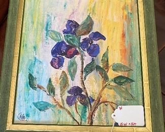 Floral Art Oil/Acrylic Signed Ukrainian Artist Kataryna Krychevsky-Rosandich  15" X 16"T