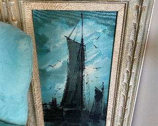 Mid Century Artist Jensen signed under the framed work 20.5" X 32.75"