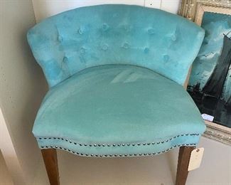 Baby Blue Micro Fiber Vanity/Accent chair with Rivet design 29"W x 25" D x 27.5H