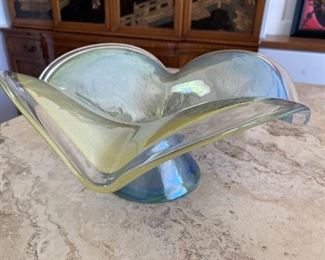 Murano Glass Opalescent Centerpiece footed dish 13.5"D