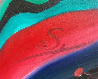 Abstract Original Oil/Acrylic art 52"W x 40"H Signed S