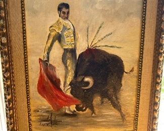 Bull Fighter Painting 19.5W x 24"T,  BUY IT NOW $200