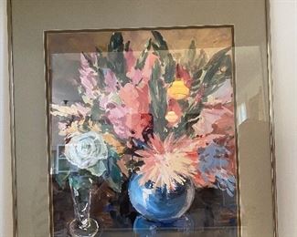 Original art by Ukrainian artist Kataryna Krychevsky-Rosandich  1979 Floral Still Life 19" x 22"