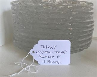Tiffany Crystal salad Plates 8" 11 Pieces