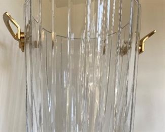 Baccarat ice bucket, crystal, 9" h x 8 1/4" dia x 10" across handles
