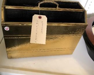 Vintage Lombard Hammered Brass Magazine Rack