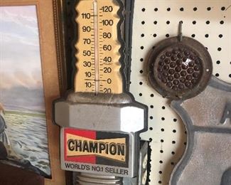 Vintage Champion Spark Plug Advertising Thermometer 