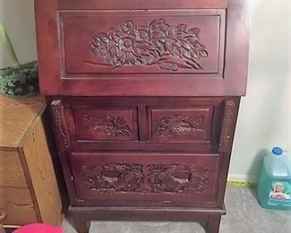 ladies carved drop front desk