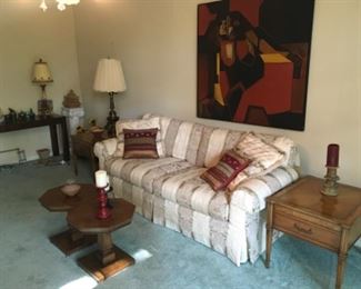 couch side tables lamps oil painting