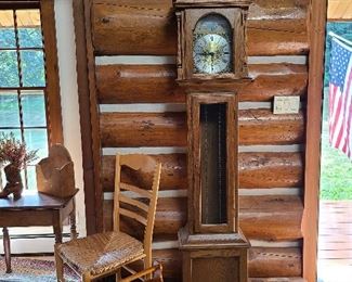 Grandfather clock 2 and chair