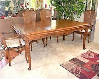  Dining Room Table Extendable with 6 Chairs.  Closed: 72" long, 42" deep. Extended: 118" long 