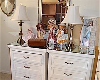 Collectibles and much more. Dolls. Holiday Decorations Canes. White cabinets. Mirrors. wall art