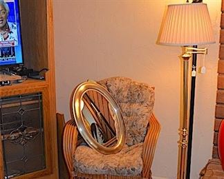 Floor lamps. Rutan type chair  