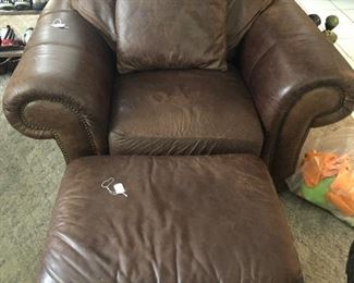 All leather chair and ottoman