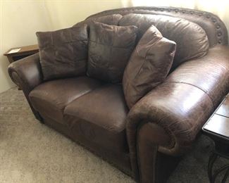 All leather sofa and pillows