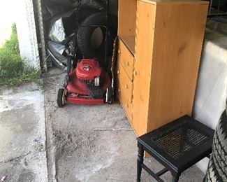Mower cabinet and table