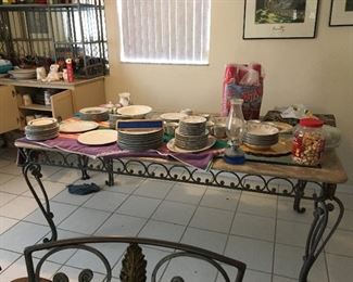 Wrought iron and beveled glass Dining room table and chairs