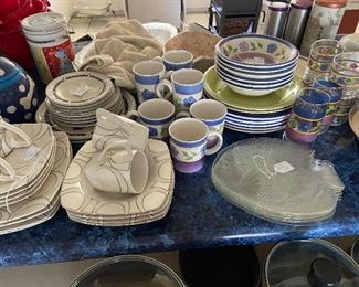 Several dishware sets