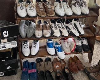 Assortment of golf shoes, sizes 9-10 men and one pair of women's 7.5