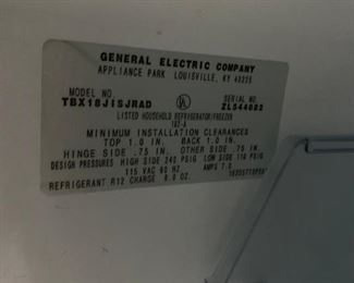 #14	GE 21 cu freezer on top frig with ice maker  almond color 30x29x65	 $125.00 
