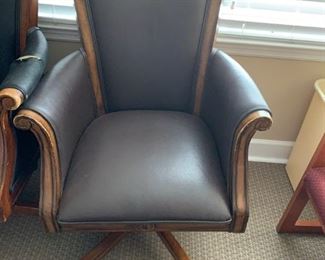 #19	DMI Furniture wood and black/brownish leather seat  (#b2) brown $75
