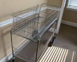 #25	Uline stainless metal cart for files and mail  on wheels H 2862 	 $150.00 
