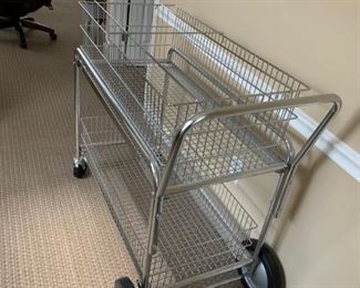 #25	Uline stainless metal cart for files and mail  on wheels H 2862 	 $150.00 
