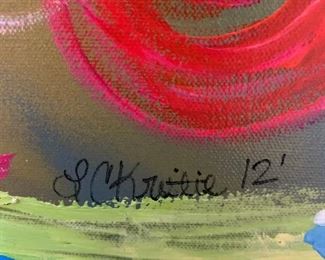 #28	52x54 orginal painting in acrilic on canvas of music notes by local artist L.C Kristie	 $75.00 
