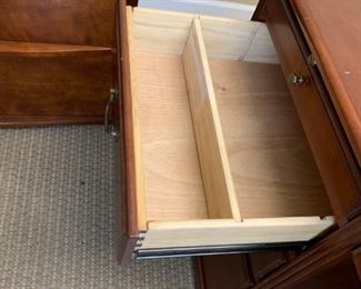 #34	Meridian home office collection Riverside Furniture wood with wood drawers desk with 9 drawers 2pull out writing board decortive side and back 	 $350.00 
