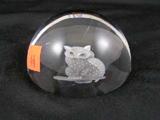 Val St. Lambert Owl Paperweight