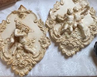 Cherub Chalkware Wall Plaques