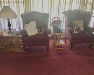 2 Sitting chairs, side table and small child's chair (there are several of those small chairs in this house) Lamp