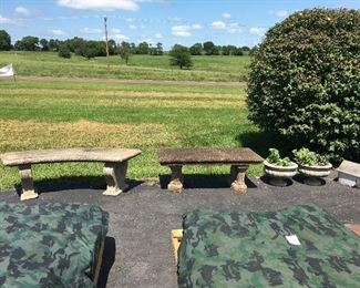 2 concrete benches 
