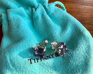Tiffany & Co silver and amethyst stud earrings