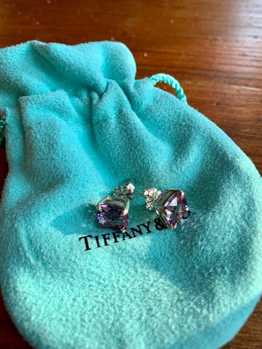 Tiffany & Co silver and amethyst stud earrings