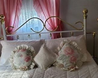 Queen Brass & Enamel Bed